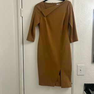 Calvin Klein Tan Long Sleeve Dress